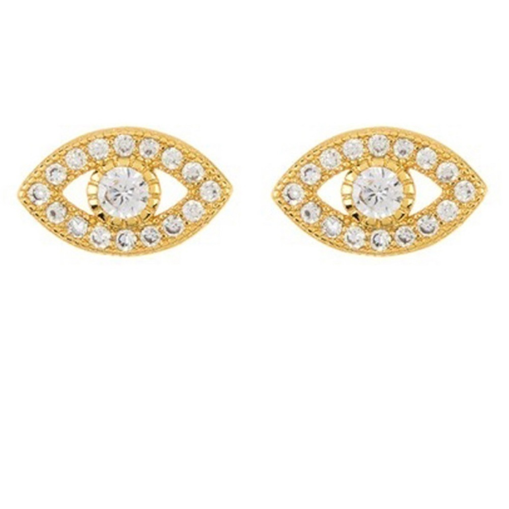 Adornia 14K Over Silver Crystal Evil Eye Studs